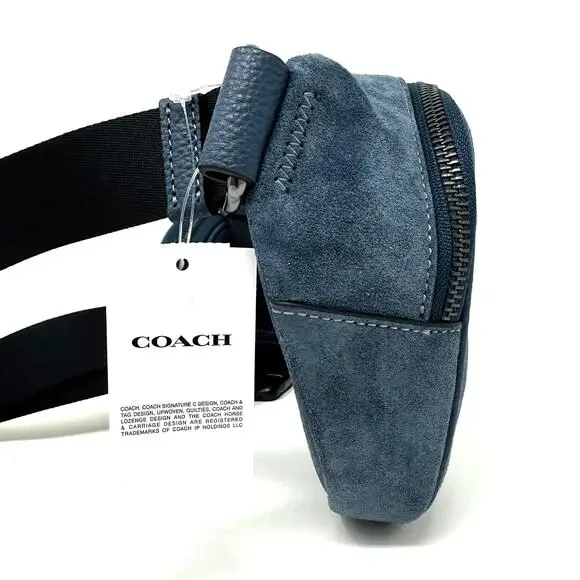 Coach Elias Belt Bag Denim Blue Suede Leather CL946 - Picture 3 of 9